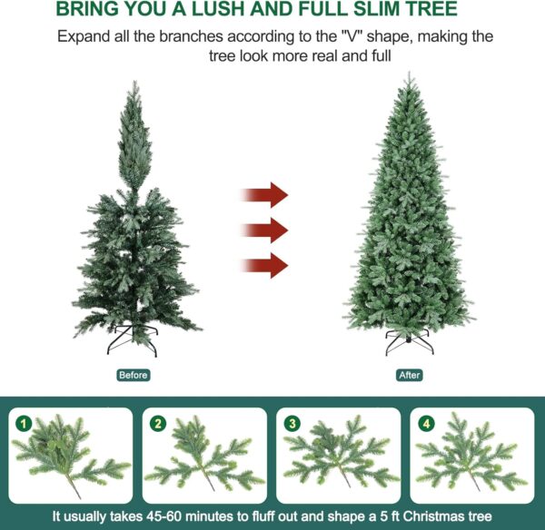 5 FT Artificial Skinny Christmas Tree - Image 2